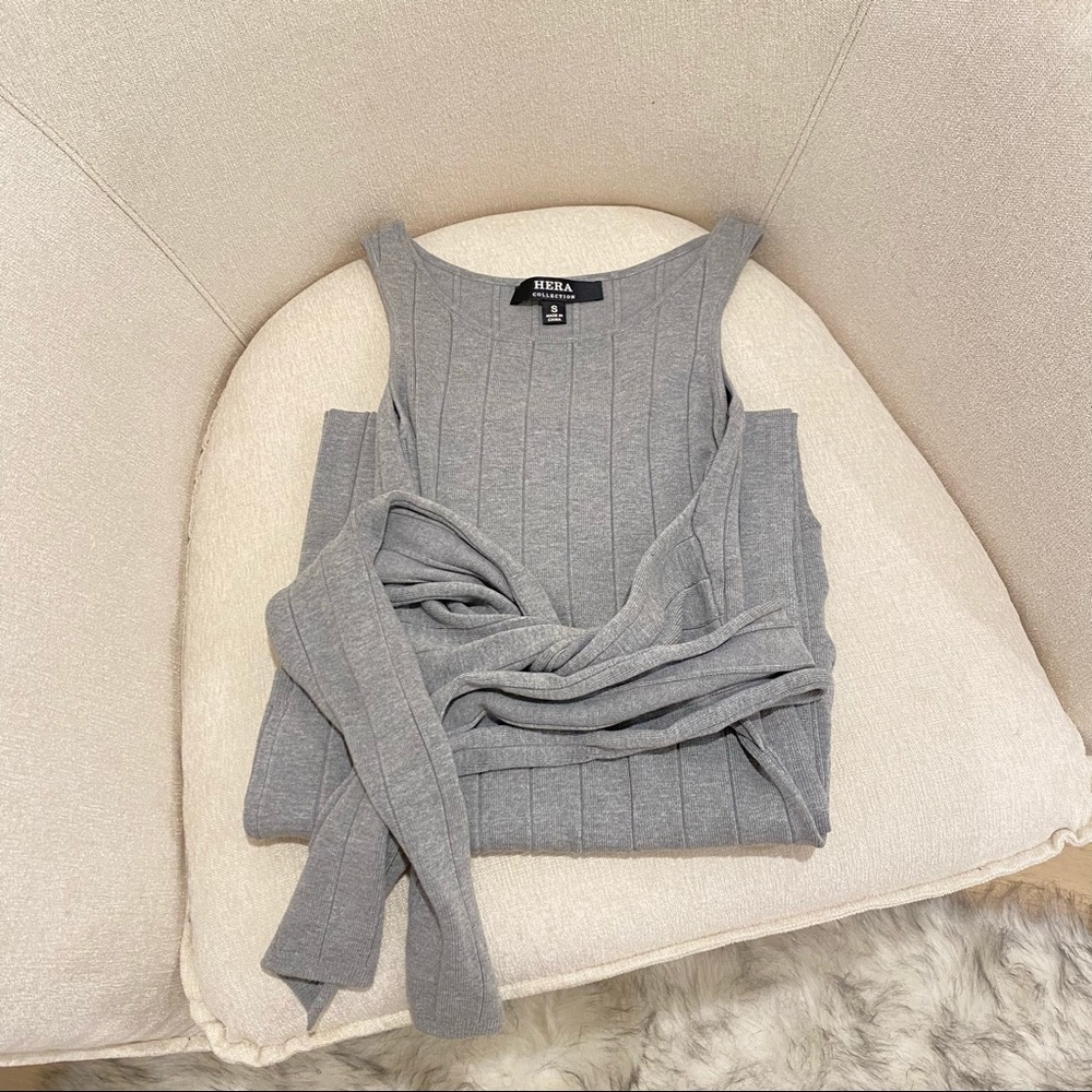 OOTDFASH Grey Ribbed Dress - Picture 2 of 2